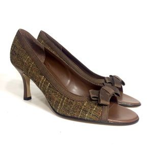 Hillard & Hanson Women's Bow Open-Toe Pumps